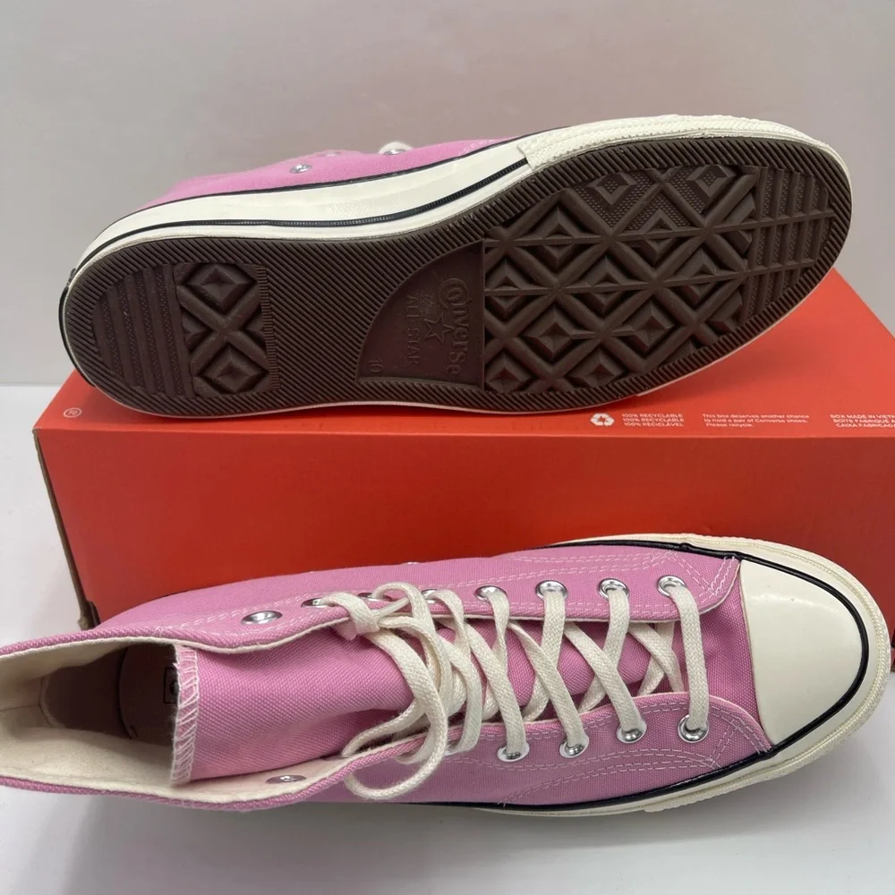 Converse Men’s A03795C CHUCK 70 HI AMBER PINK/EGRET/BLACK Pink High-Top Sneakers